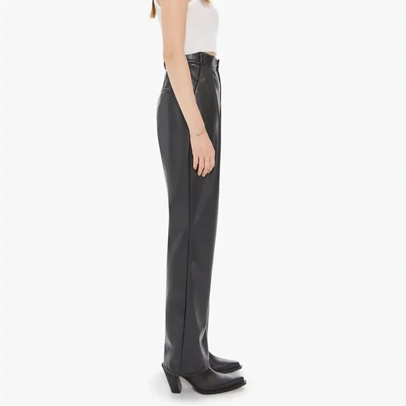 MOTHER Faux Leather High Waisted Tunnel Vision Pleated Prep Pants NWT sz29 - Picture 4 of 7